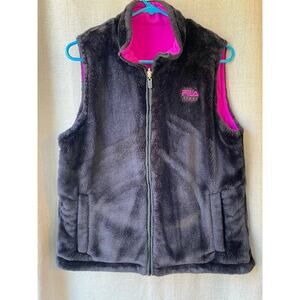Fila Sport Reversible Fleece Vest - Black & Hot Pink, Size Medium